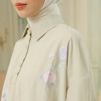Alera Top - Kemeja Parachute Sablon Bunga