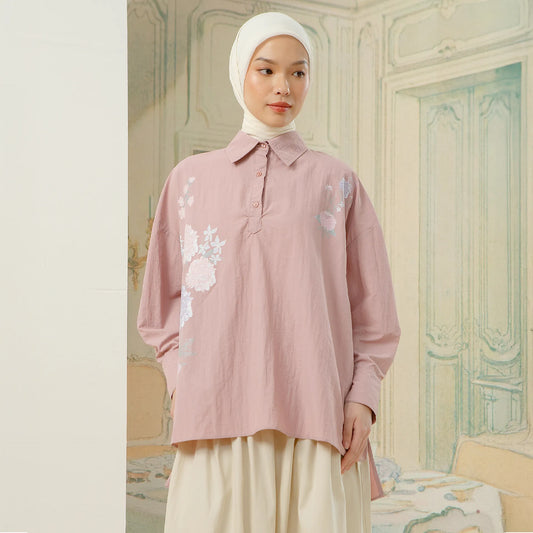 Alera Top - Kemeja Parachute Sablon Bunga