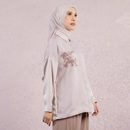 Alice Embroidery Pale Mauve Top | HijabChic