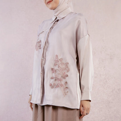 Alice Embroidery Pale Mauve Top | HijabChic