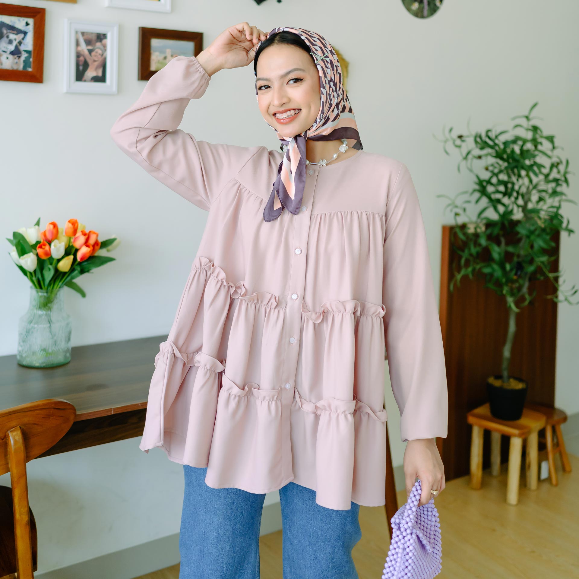 Afina Dusty Pink Tops | HijabChic