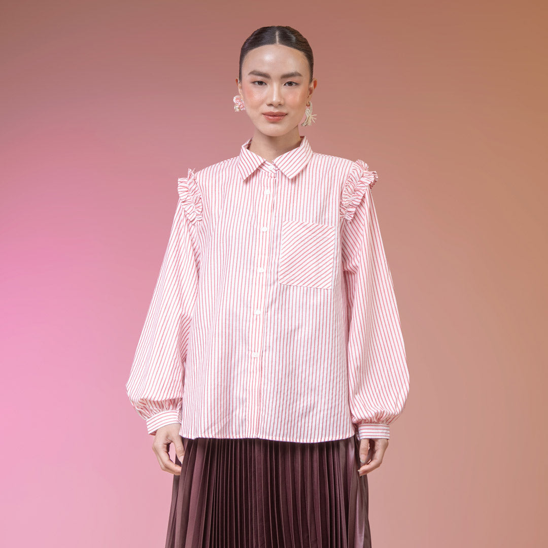 Agista Red & White Stripe Top