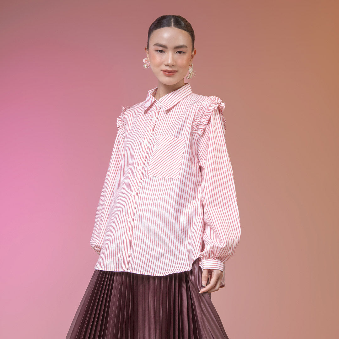 Agista Red & White Stripe Top