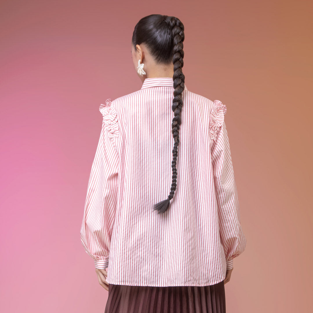 Agista Red & White Stripe Top