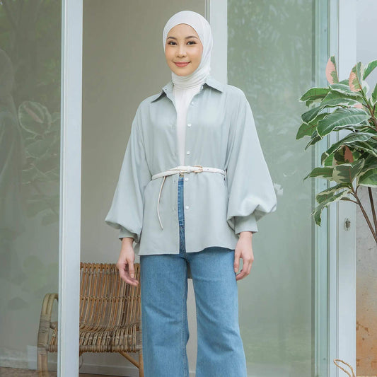 Aleta Sage Tops HijabChic atasan kemeja 1