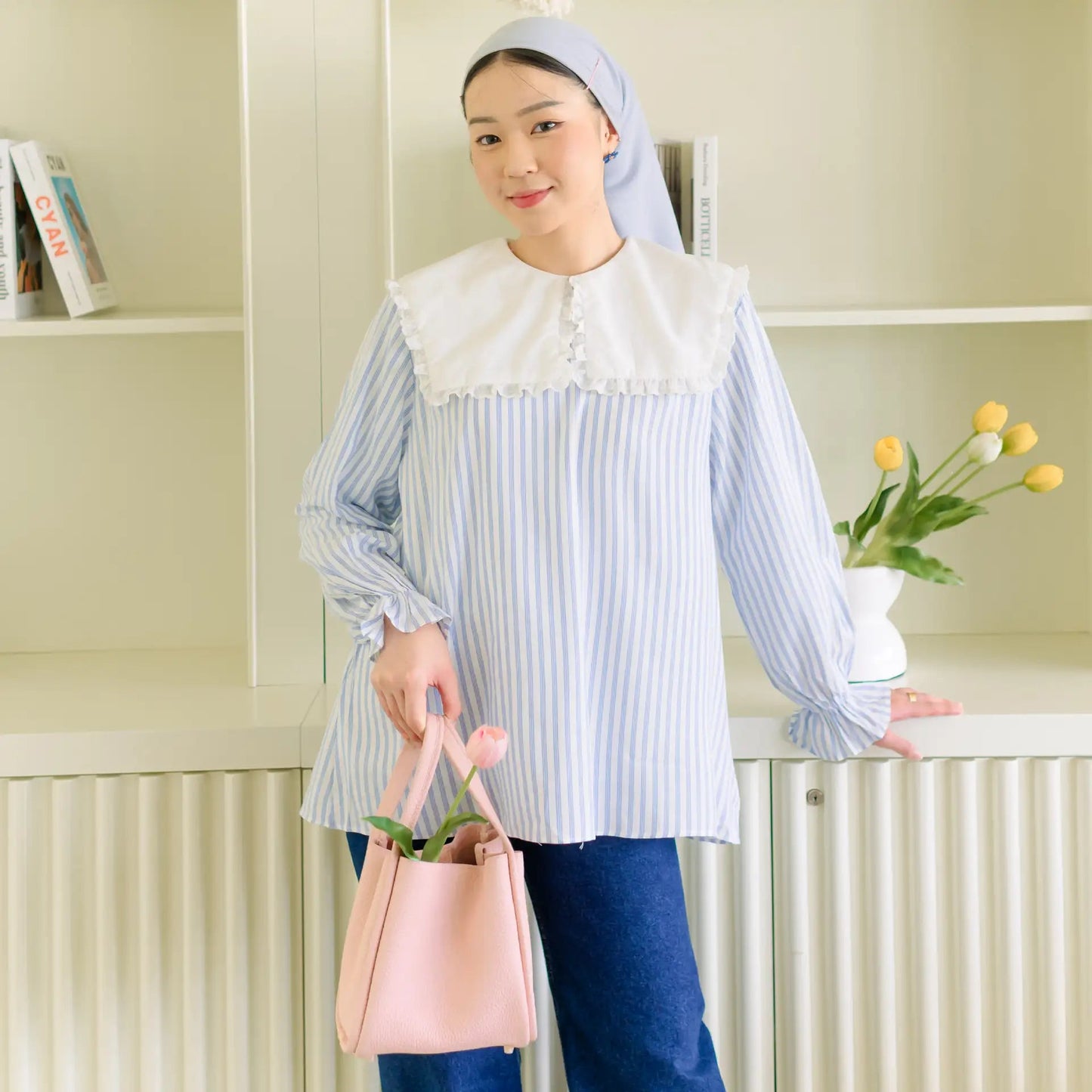 Alifa Stripe Blue Top