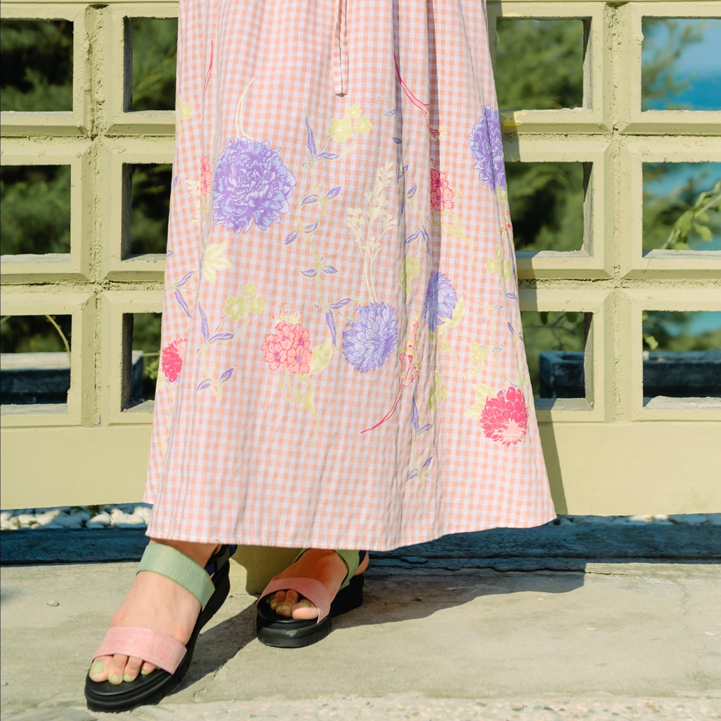 Ariel Gingham Peach Dress | HijabChic