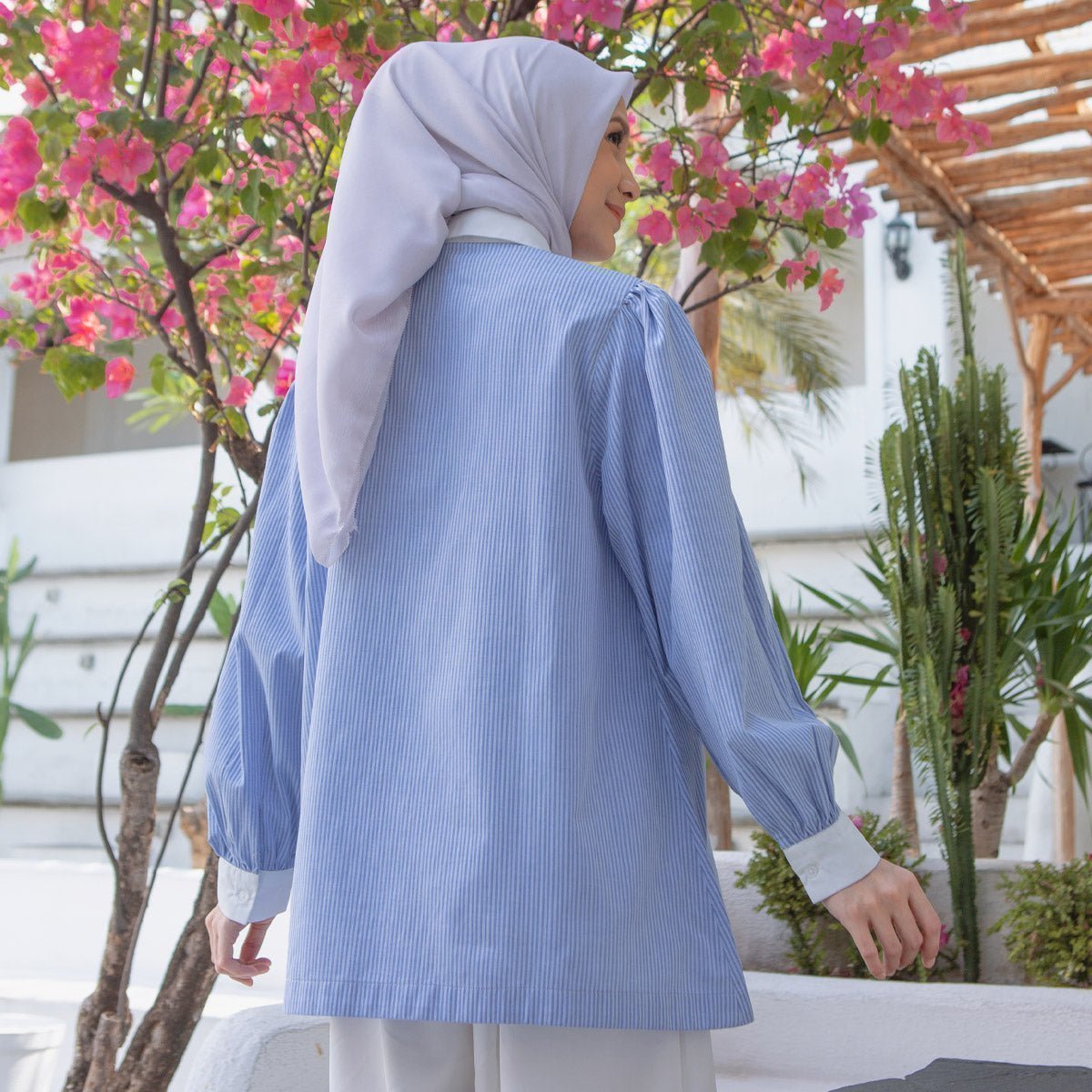 chiquita stripe blue top hijabchic atasan salur biru 3