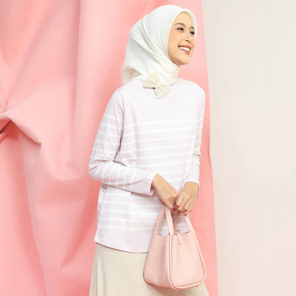 Aisly Baby Pink Stripe Tops | HijabChic