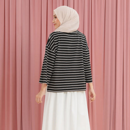 Megumi Black Stripe Tops | HijabChic