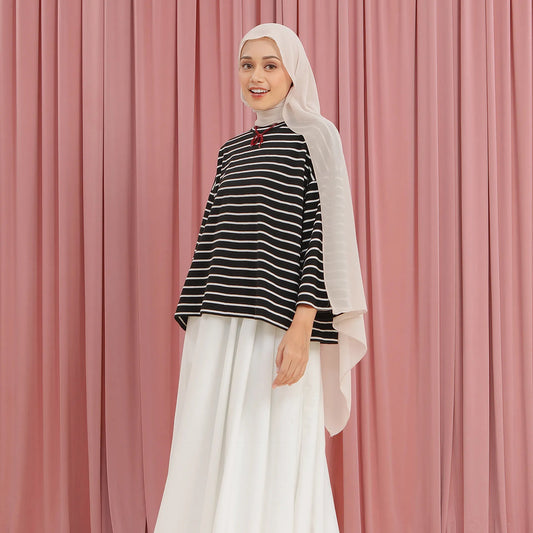 Megumi Black Stripe Tops | HijabChic