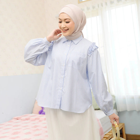 Agista Blue Stripe Top