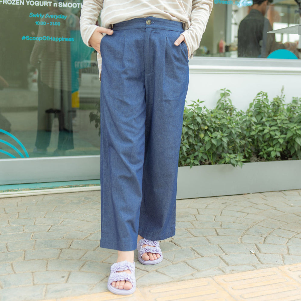Savina Blue Denim Pants | HijabChic