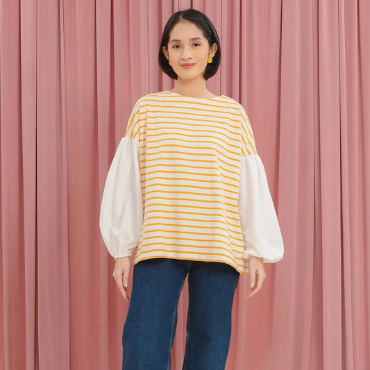 Sandy Broken White Stripe Tops | HijabChic