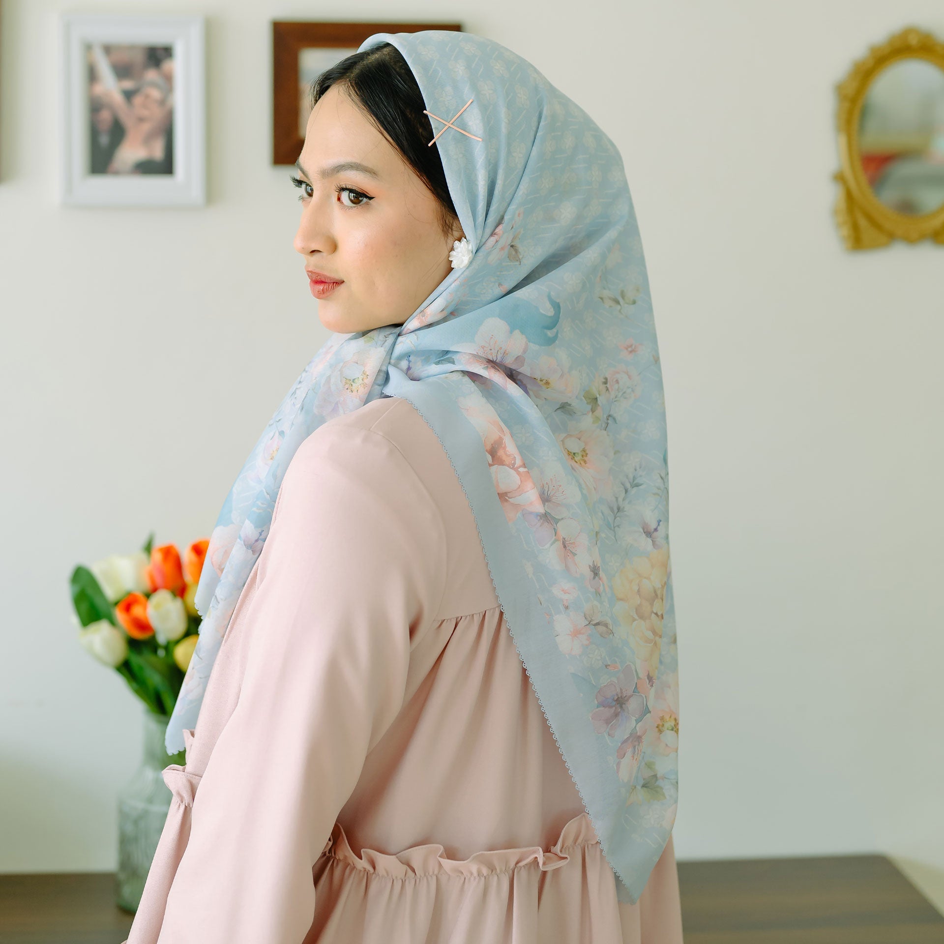Calendula Baby Blue Scarf | HijabChic
