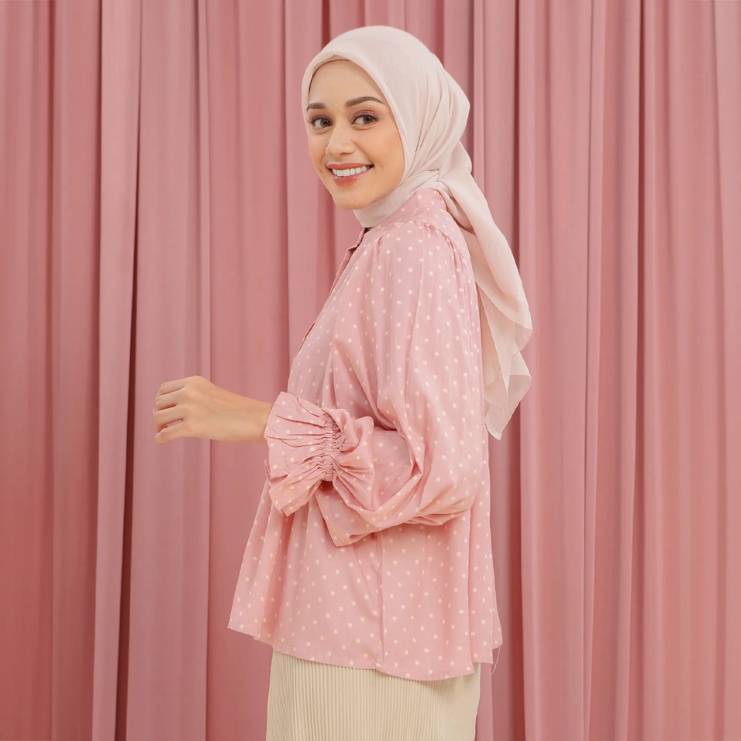 Canisa Polkadot Pink Tops