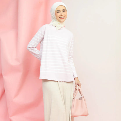 Aisly Baby Pink Stripe Tops | HijabChic