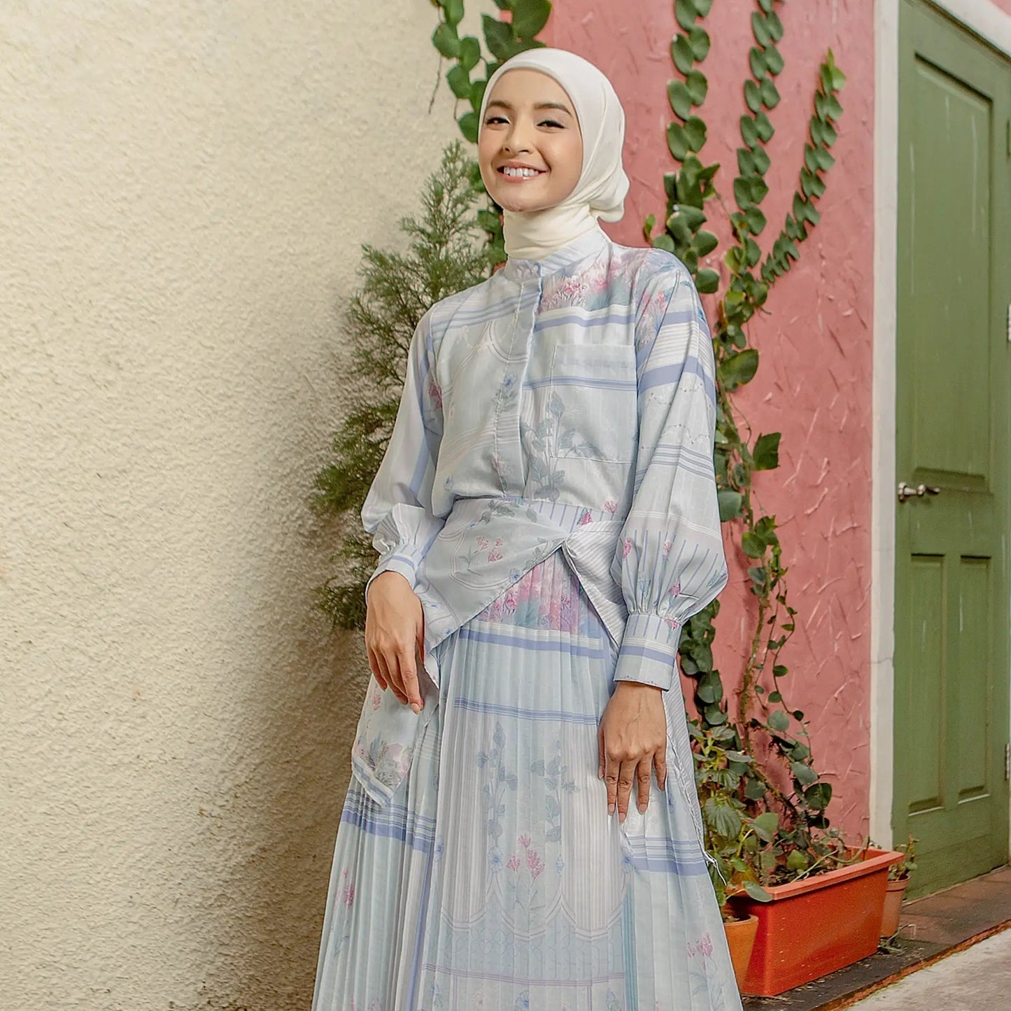 Havisa Dusty Blue Tops HijabChic atasan pattern