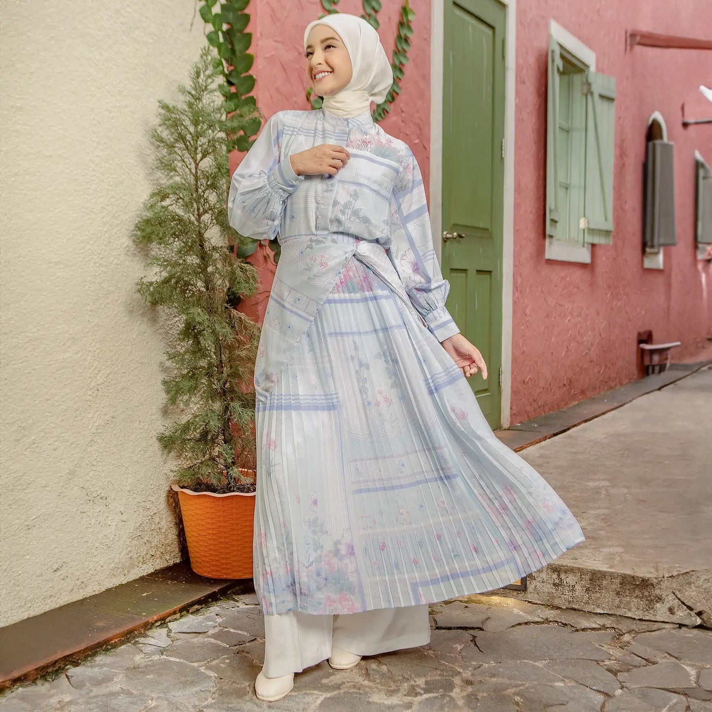 thyra dusty blue skirt hijabchic rok biru 1