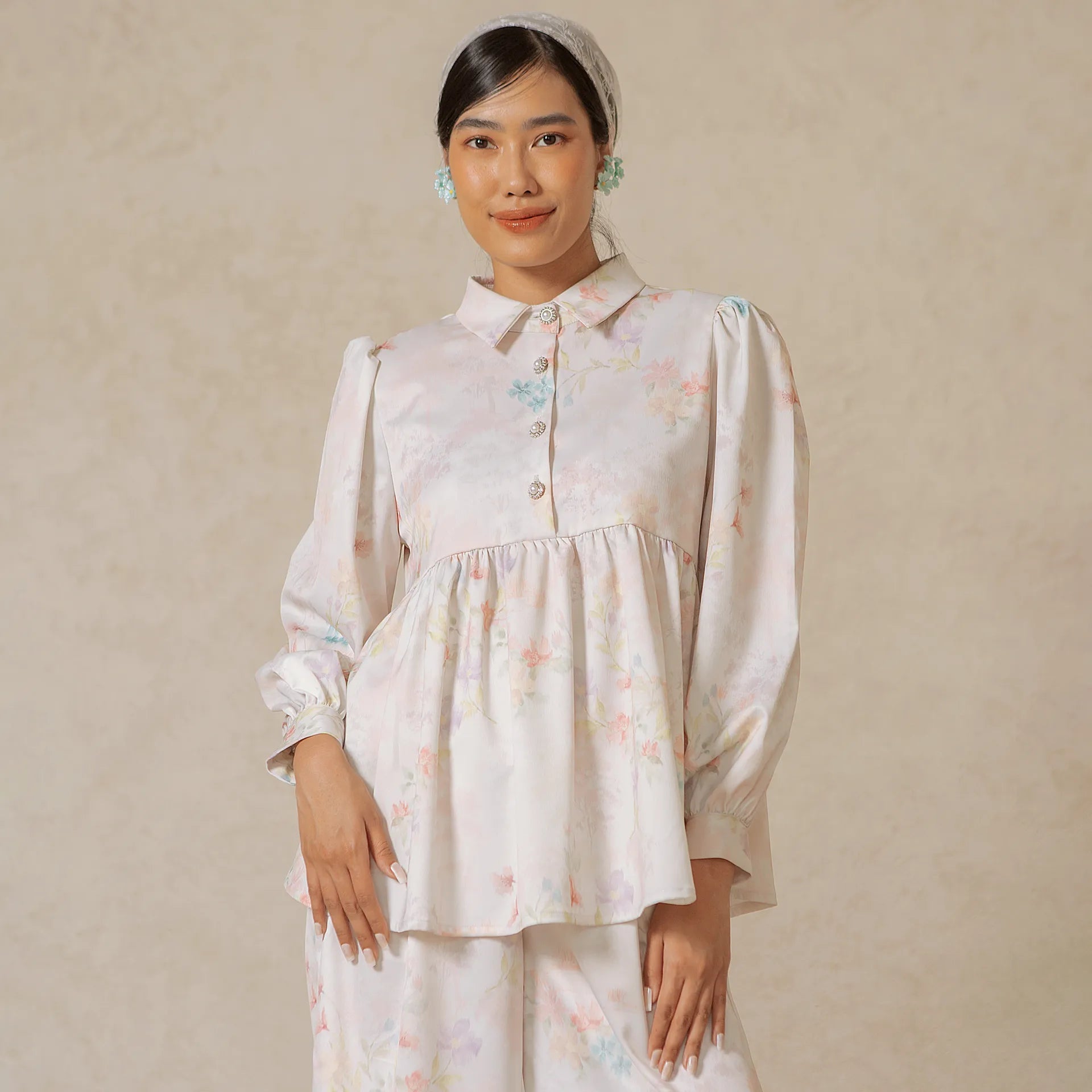 fritzy creme tops hijabchic atasan blouse