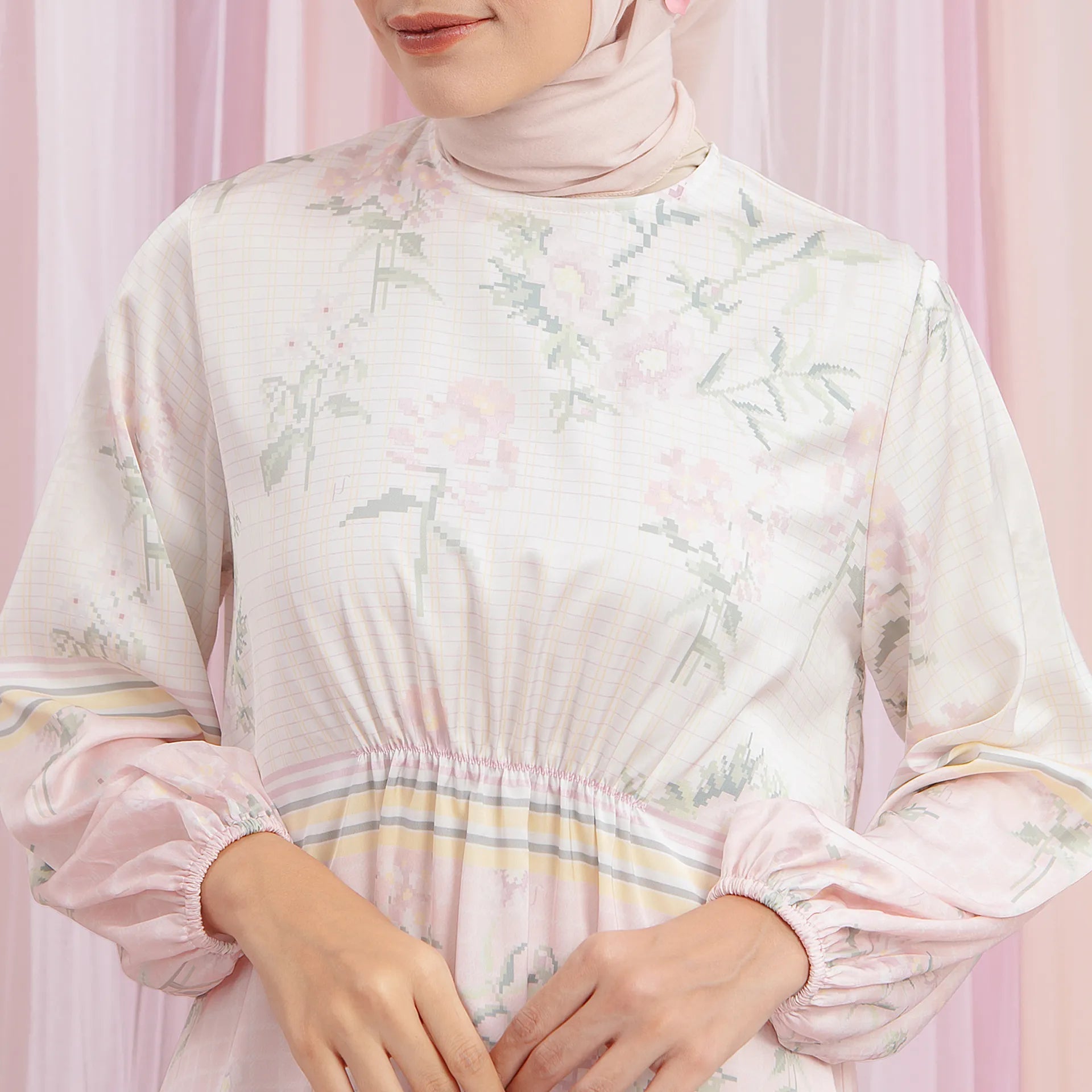 Dalena Creme Pink Top | HijabChic