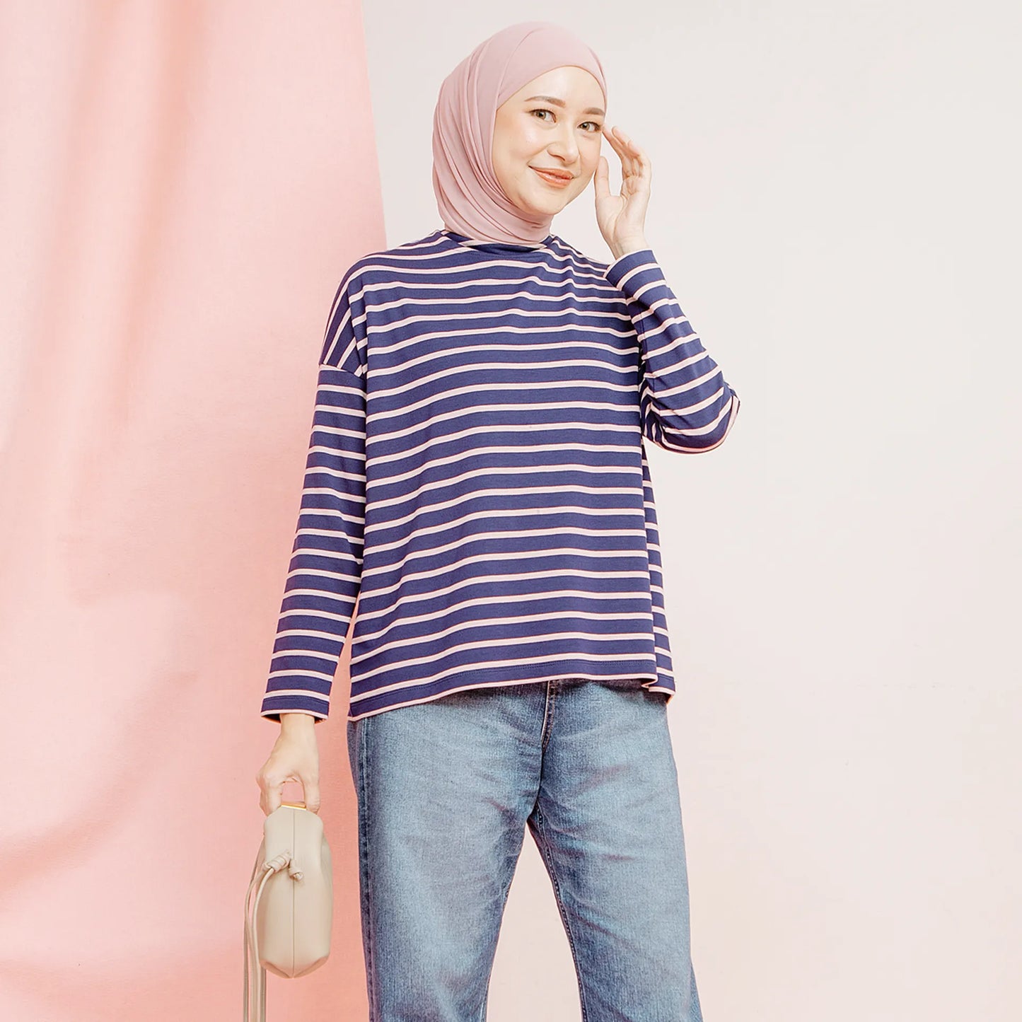 Ulyani Dark Blue Stripe Tops