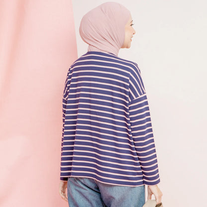 Ulyani Dark Blue Stripe Tops