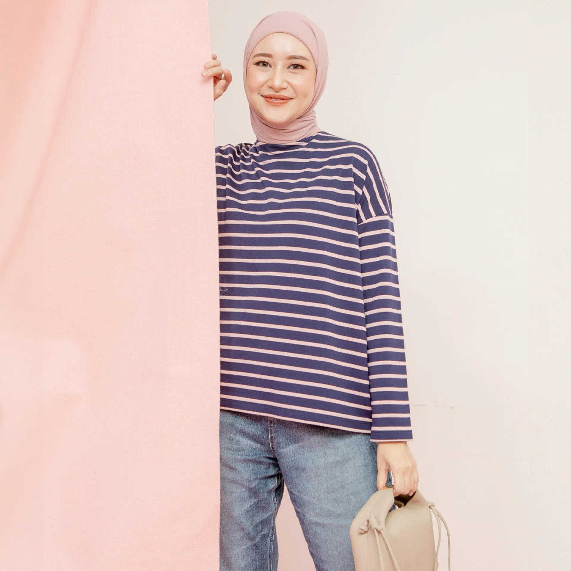 Ulyani Dark Blue Stripe Tops