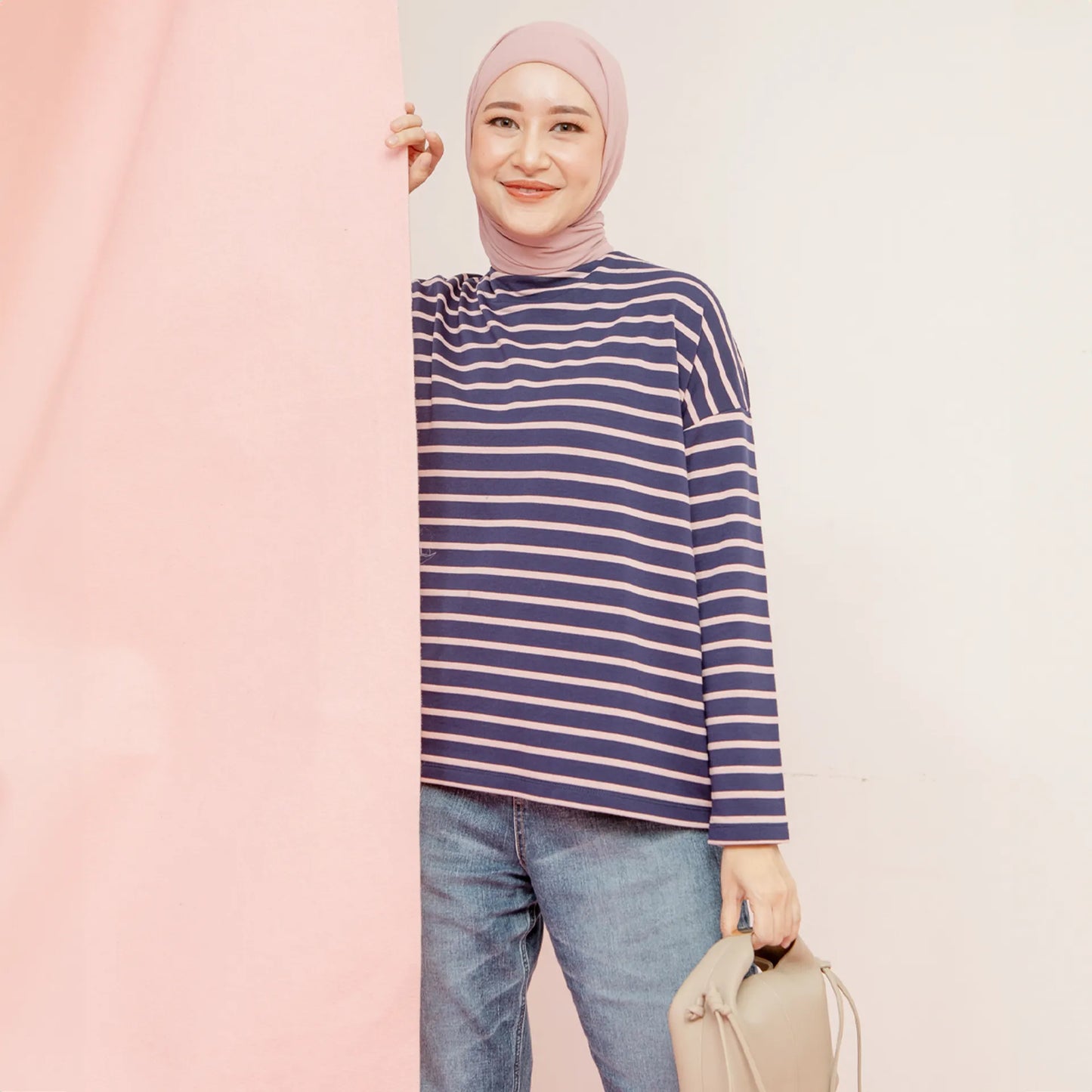 Ulyani Dark Blue Stripe Tops