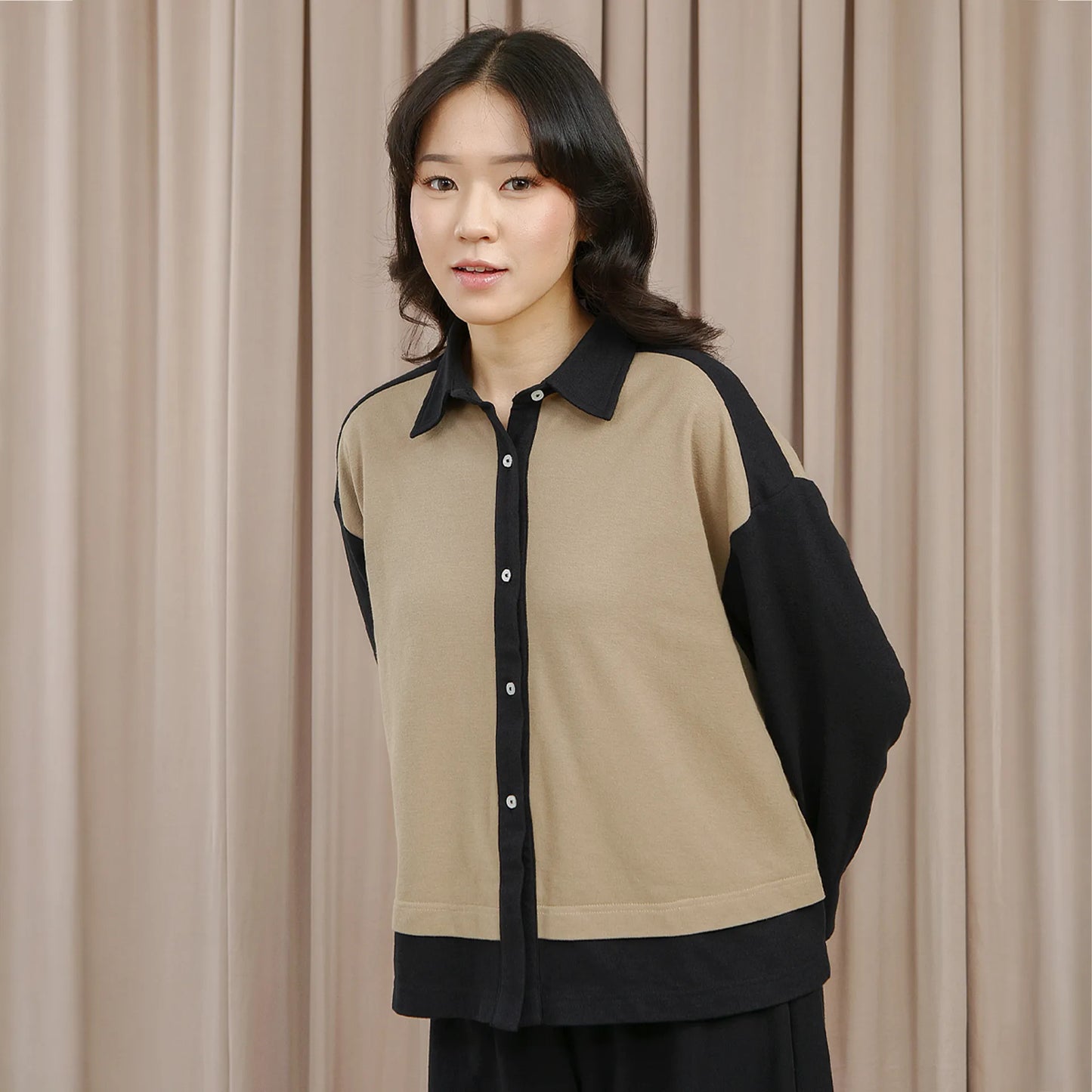 Deia Top - Kemeja Two Tone Color