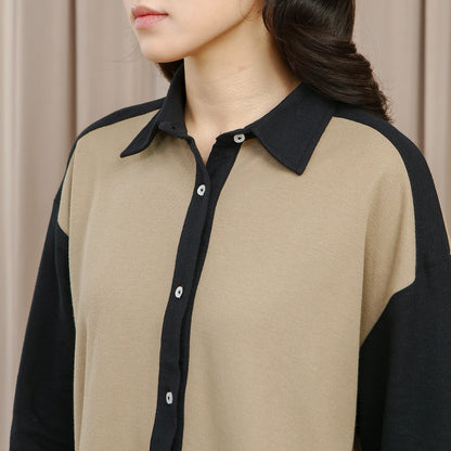 Deia Top - Kemeja Two Tone Color