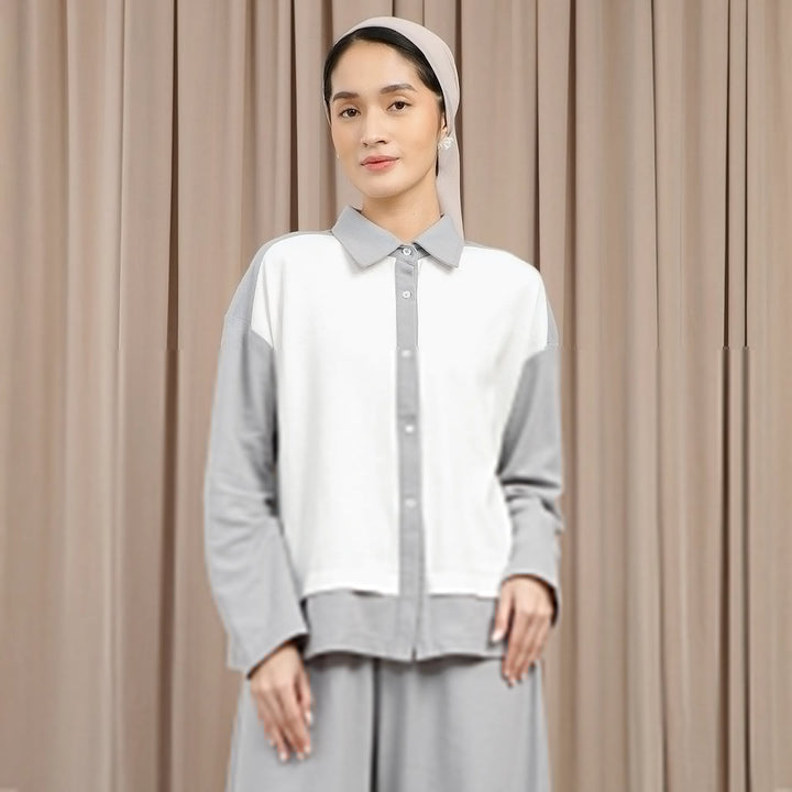 Deia Top - Kemeja Two Tone Color | HijabChic
