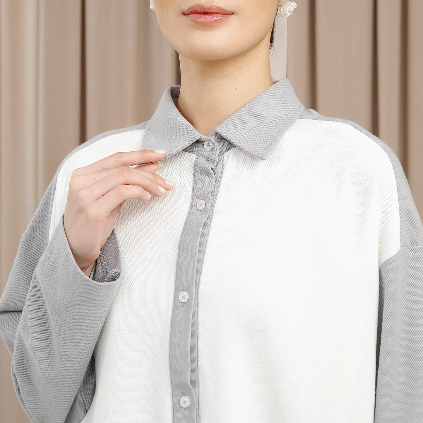 Deia Top - Kemeja Two Tone Color