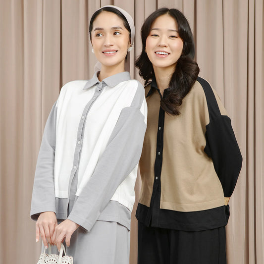 Deia Top - Kemeja Two Tone Color
