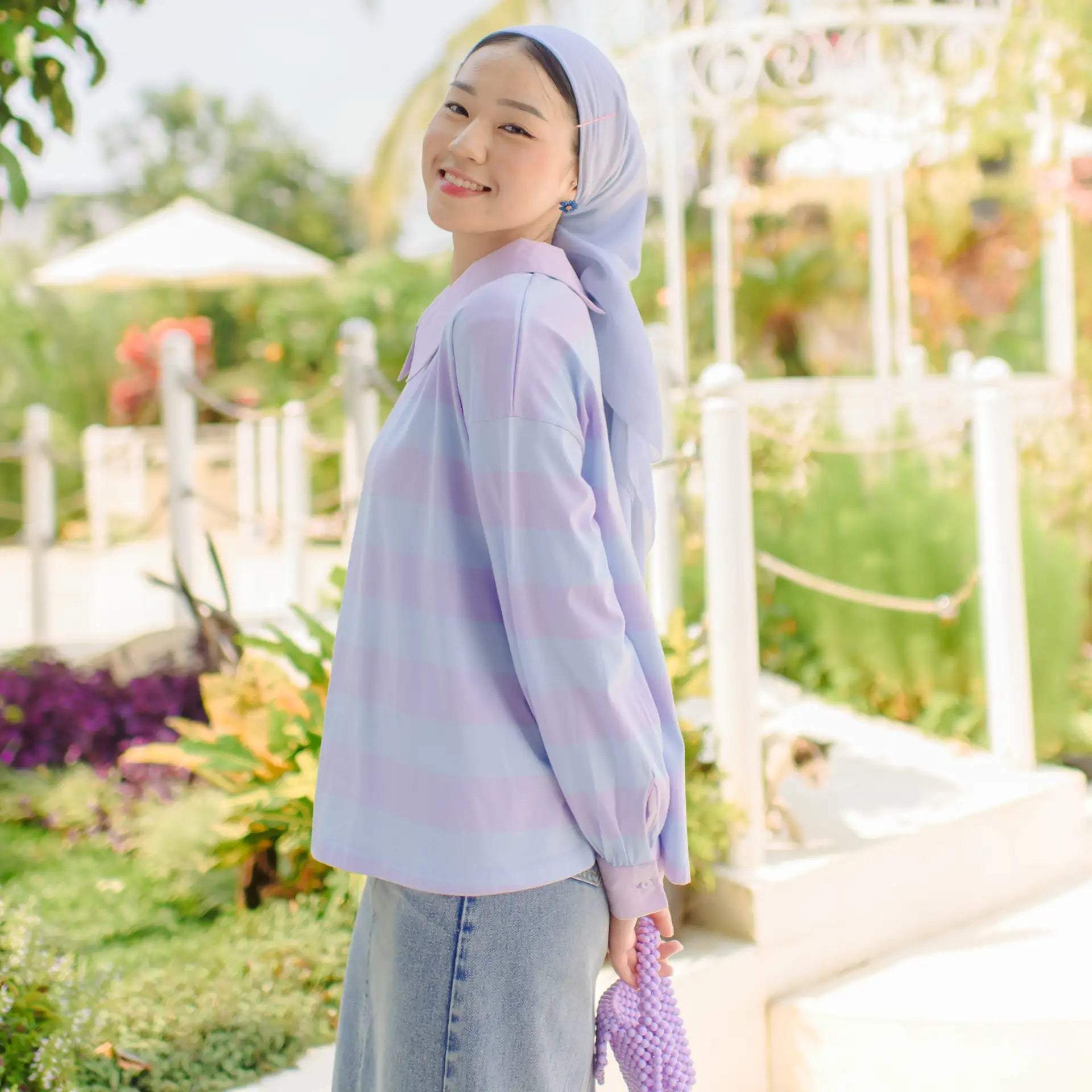 Damia Lilac Blue Top | HijabChic