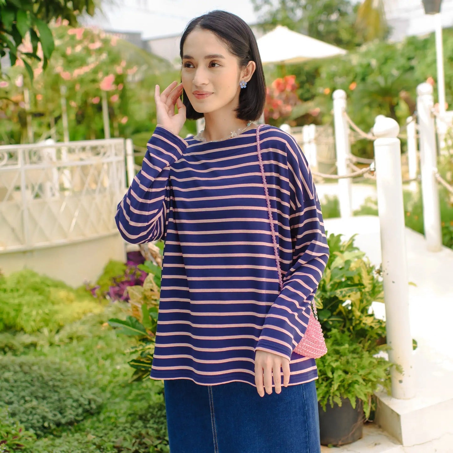 defect ulyani dark blue stripe tops hijabchic