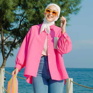 
            
                Load image into Gallery viewer, Delmara Candy Pink Tops | HijabChic
            
        