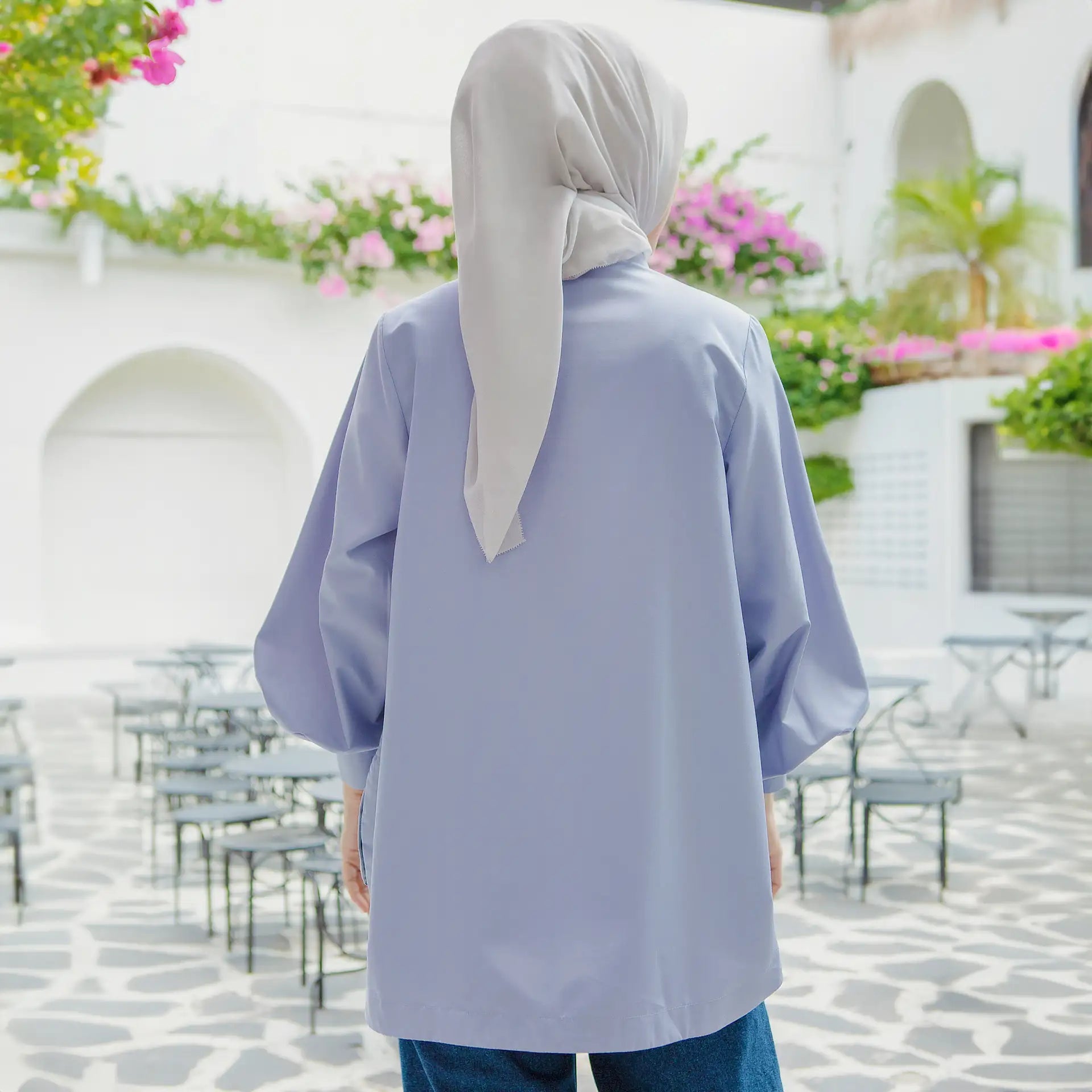 Laeticia Embroidery Dusty Blue Top HIjabChic kemeja wanita