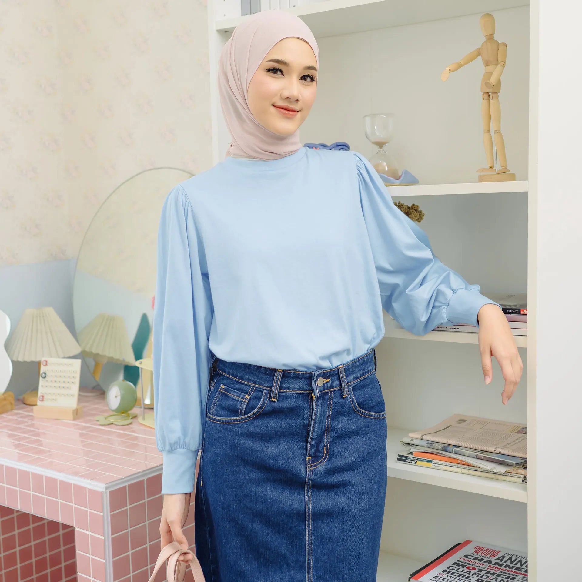 Uzma Dusty Blue Tops | HijabChic