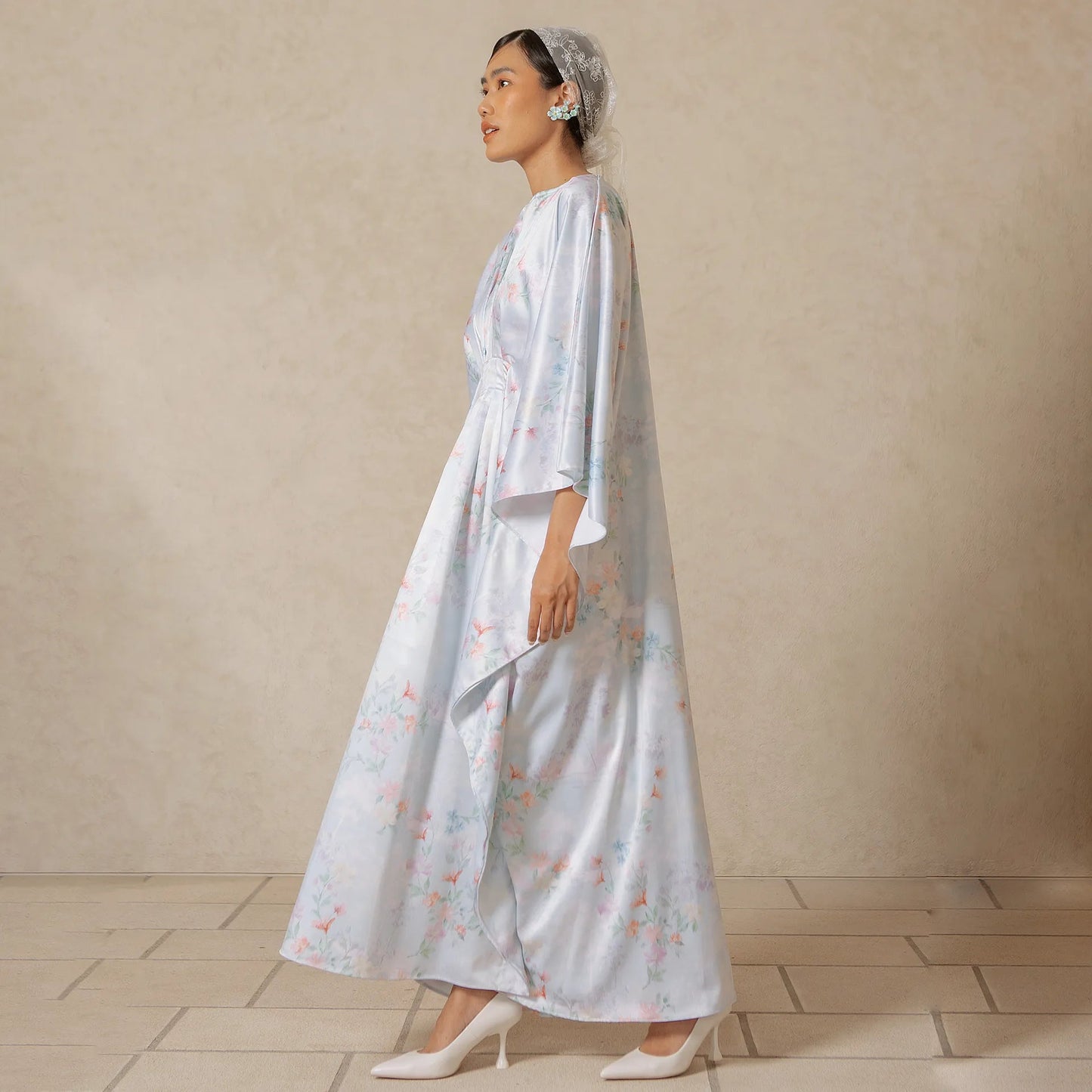 keelia dusty blue kaftan dress hijabchic gaun pesta