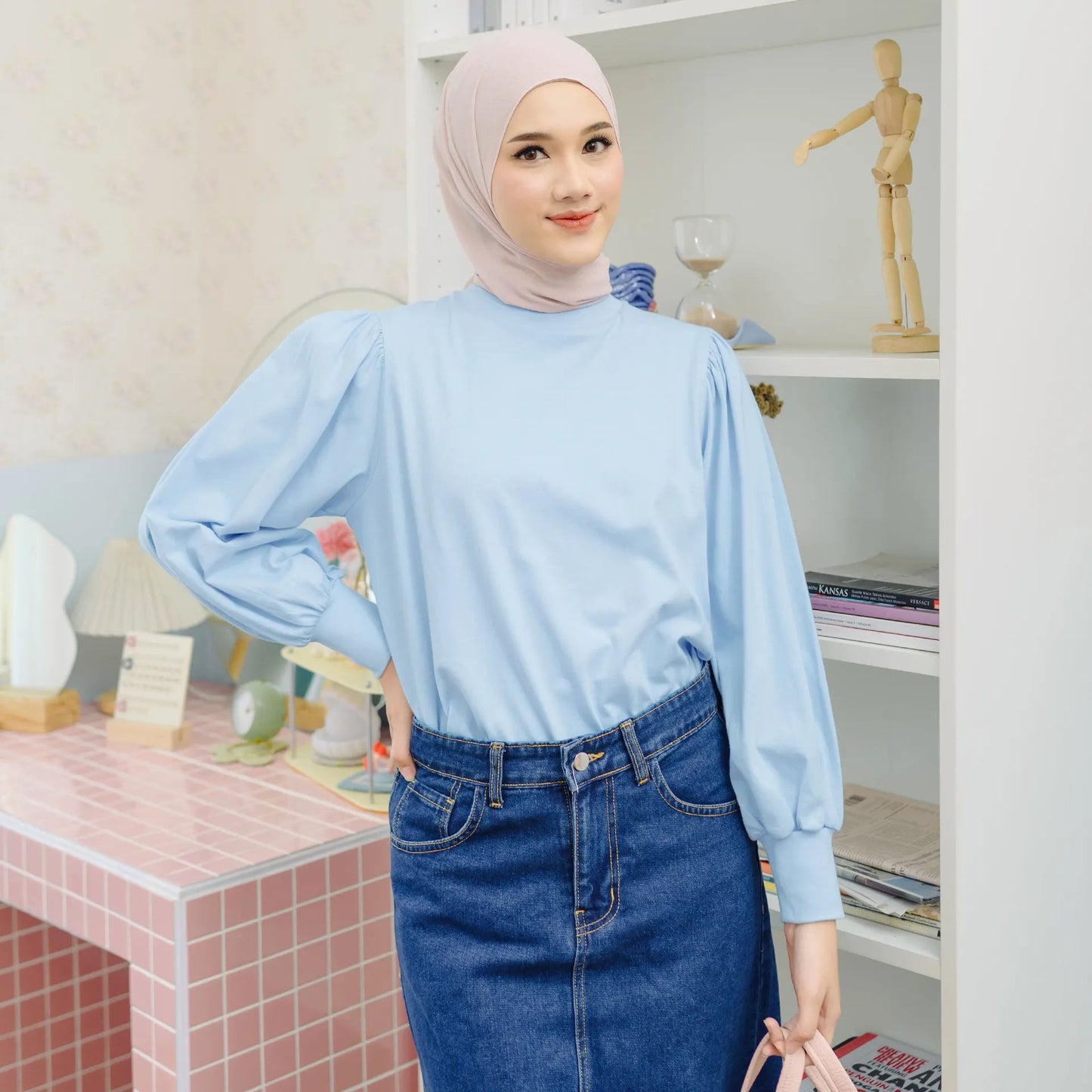 Uzma Dusty Blue Tops | HijabChic