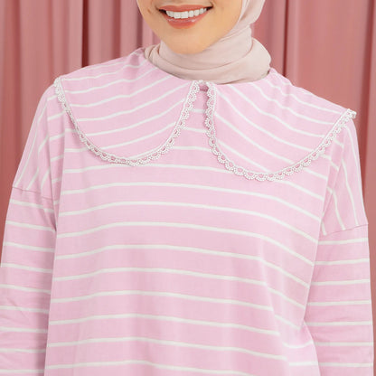 Candice Stripe Dusty Pink Top | HijabChic