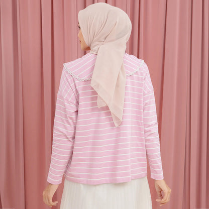 Candice Stripe Dusty Pink Top | HijabChic