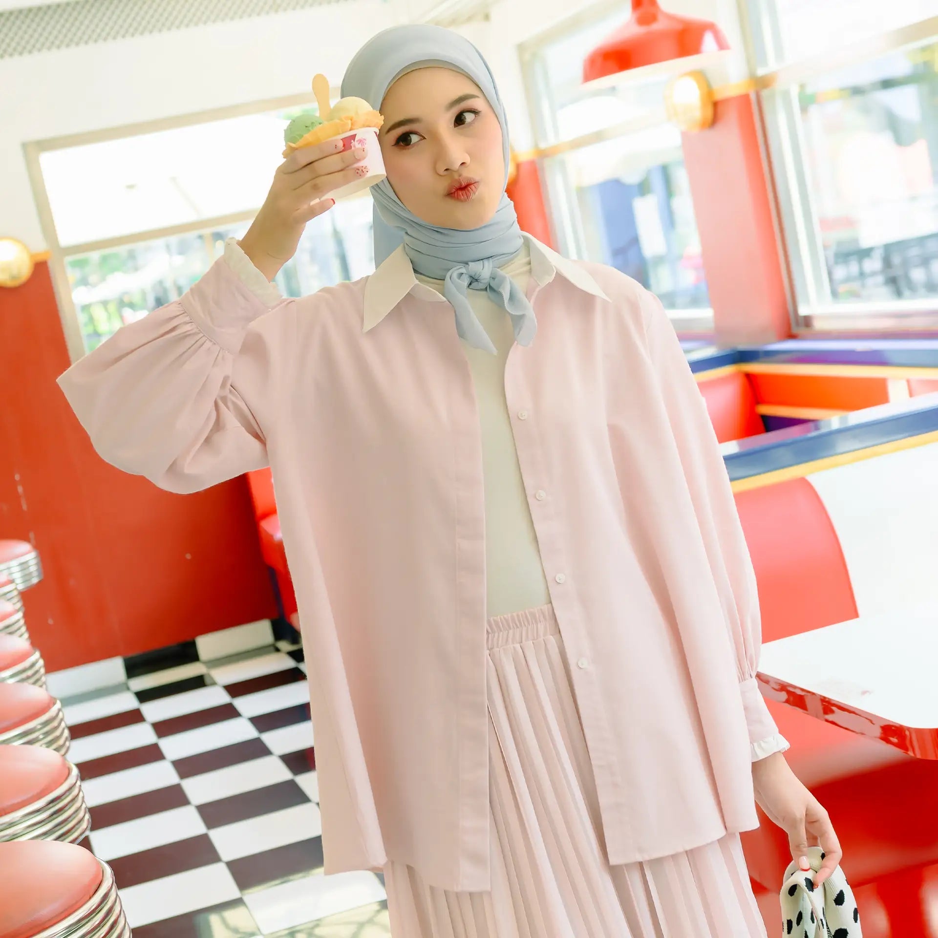 Rielle Dusty Pink Tops (HijabChic Pink X Rania) | HijabChic