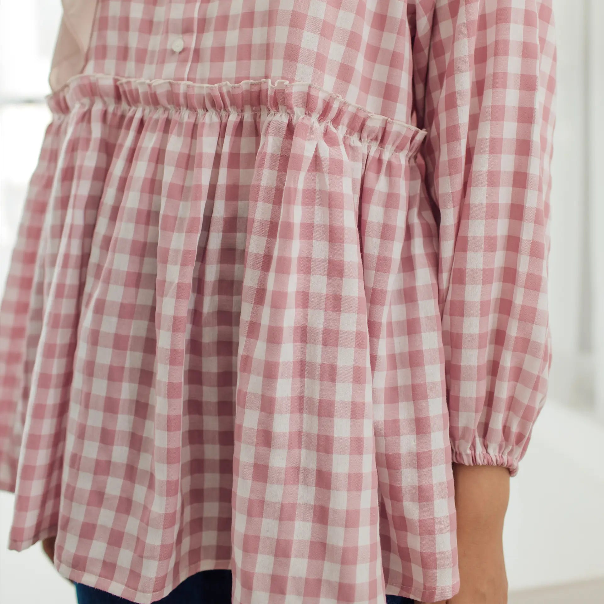 Lana Gingham Dusty Pink Tops | HijabChic