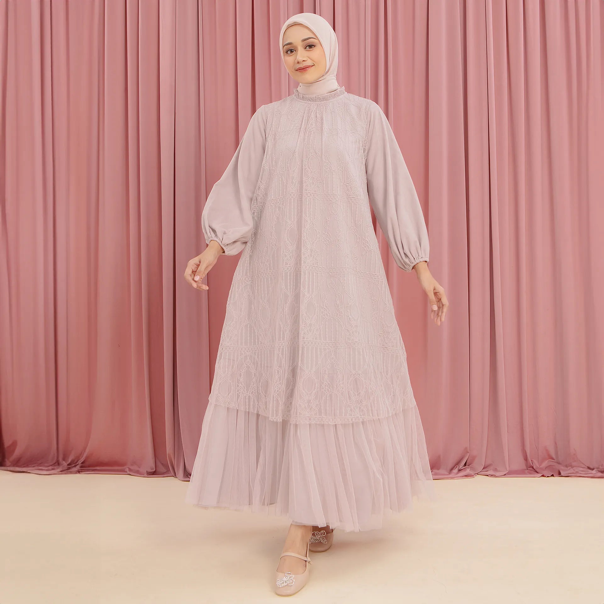 Syahira Pink Nude Dress (Pre-Order)