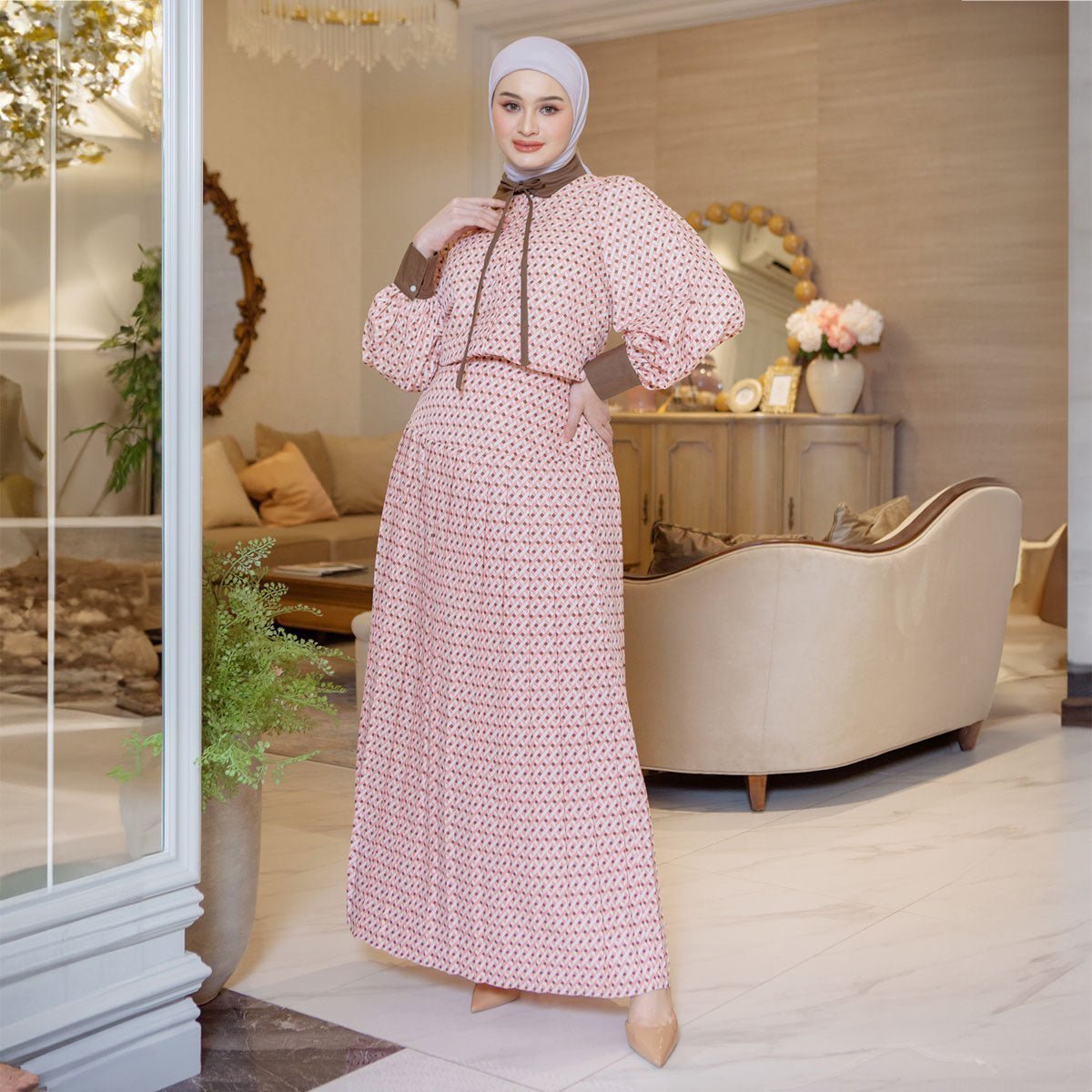 Elois Peach Brown Geo Skirt (HijabChic x Sabrina Sosiawan)