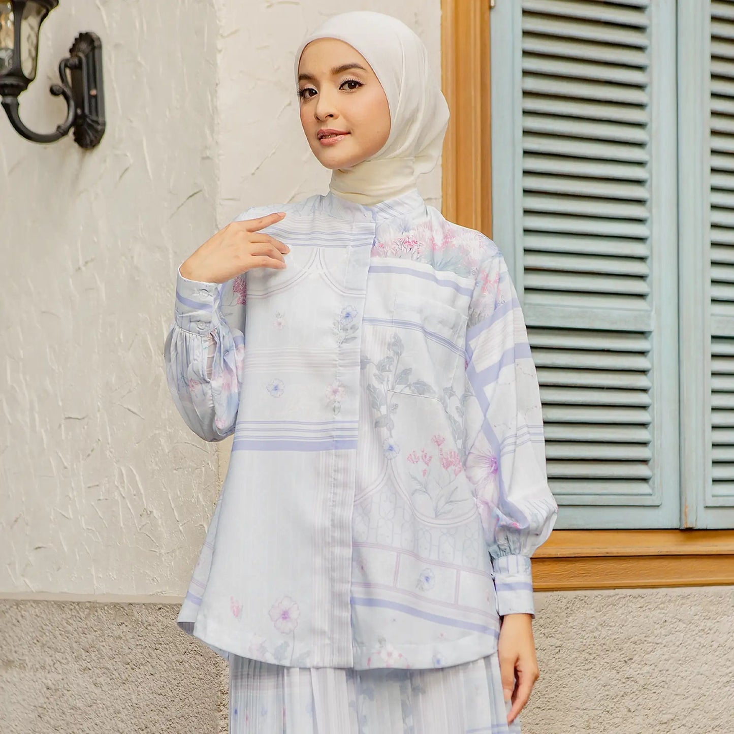 Havisa Dusty Blue Tops HijabChic atasan pattern 1