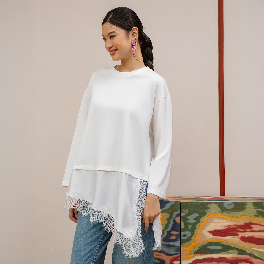 Kaluna Lace Broken White Top