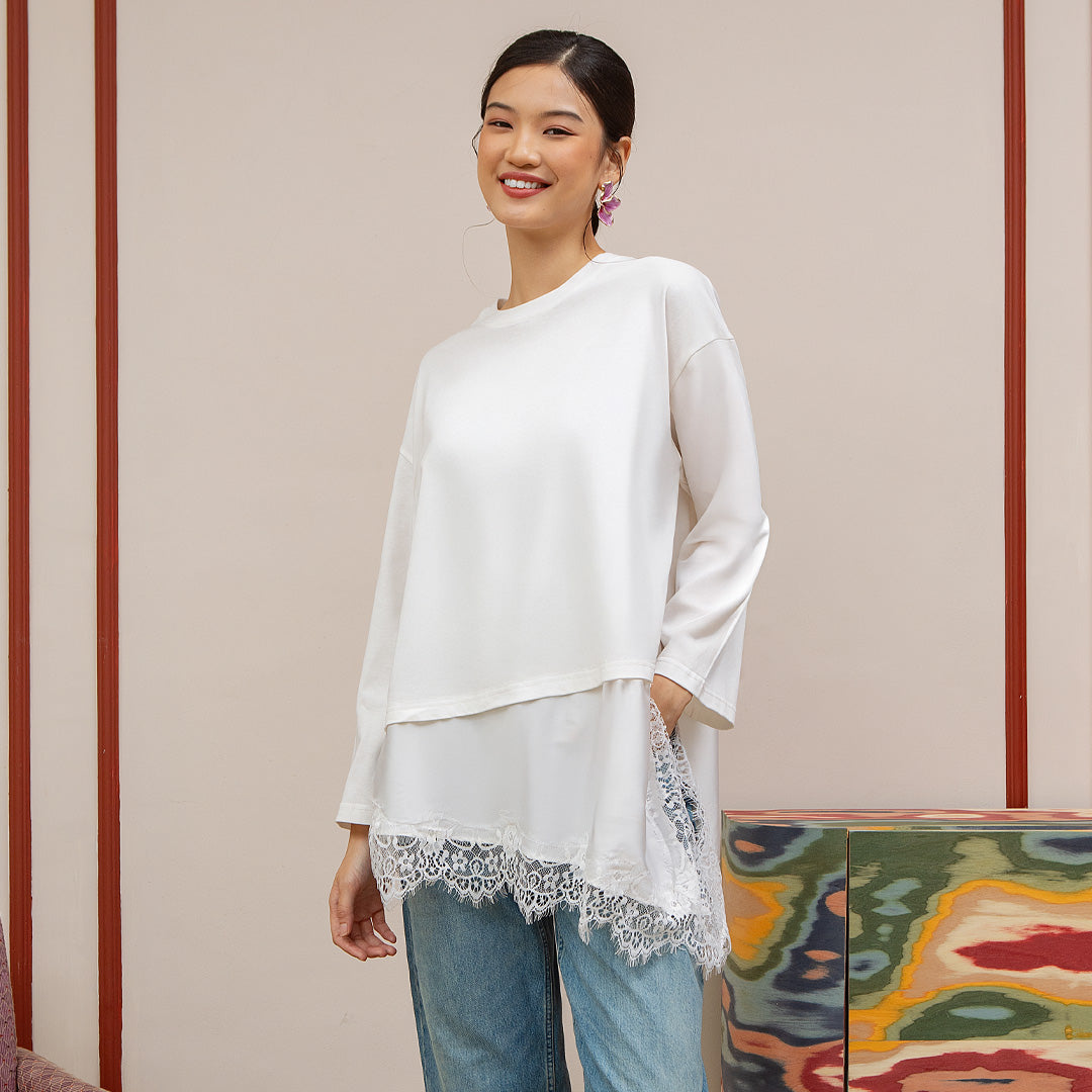 Kaluna Lace Broken White Top